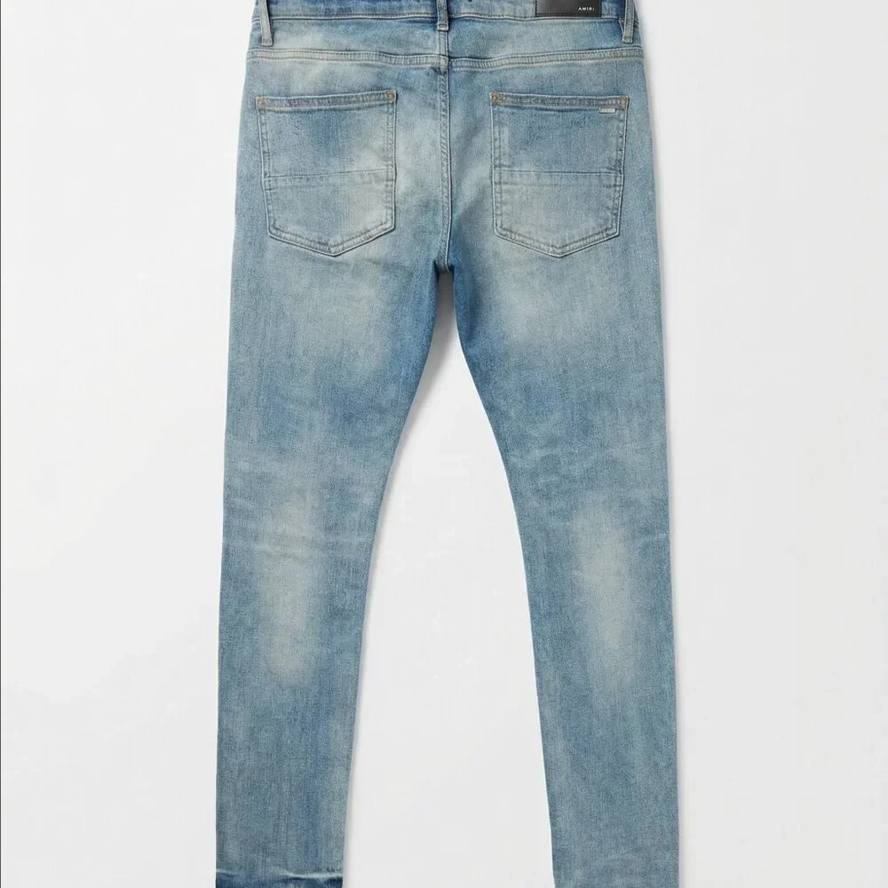 AMIRI Distressed Skinny Jeans Light Blue Wash Size 36 - Picture 3 of 5